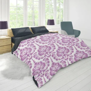 Lavender Colored Damask Pattern Duvet Cover 1