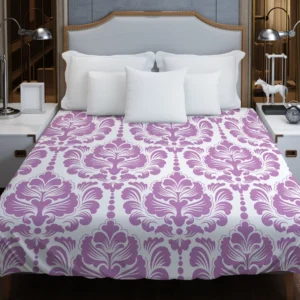 Lavender Colored Damask Pattern Duvet Cover