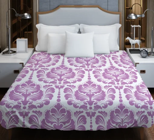 Lavender Colored Damask Pattern Duvet Cover