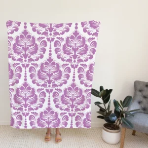 Lavender Colored Damask Pattern Fleece Blanket