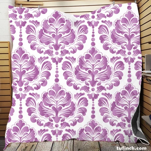 Lavender Colored Damask Pattern Quilt Blanket