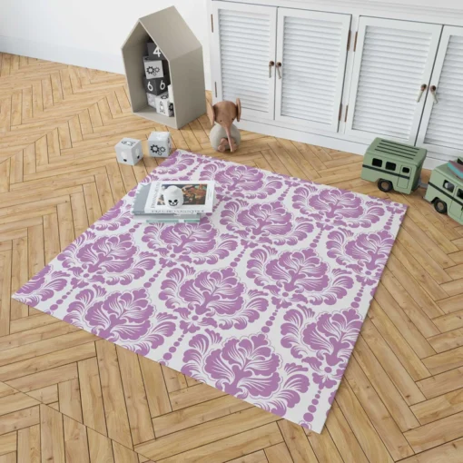 Lavender Colored Damask Pattern Rug 1