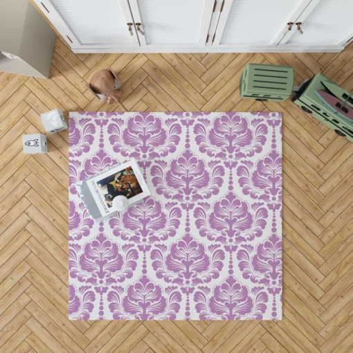 Lavender Colored Damask Pattern Rug