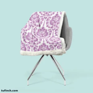 Lavender Colored Damask Pattern Sherpa Fleece Blanket 2