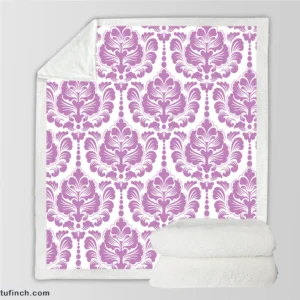 Lavender Colored Damask Pattern Sherpa Fleece Blanket