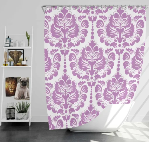 Lavender Colored Damask Pattern Shower Curtain