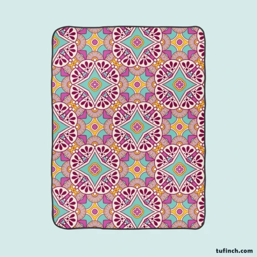 Lavender Indian Seamless Pattern Fleece Blanket 1