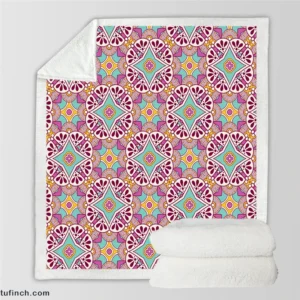 Lavender Indian Seamless Pattern Sherpa Fleece Blanket