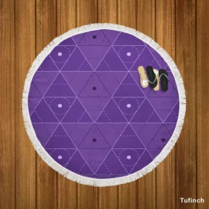 Lavender Purple Triangle Design Round Beach Towel