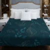 Leaves On Dark Turquoise Duvet Cover