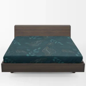 Leaves On Dark Turquoise Fitted Sheet 1