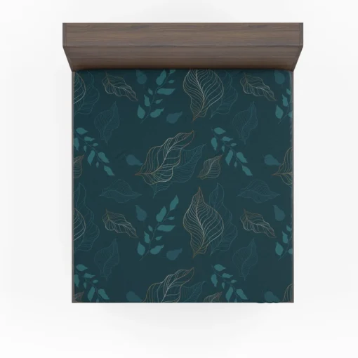 Leaves On Dark Turquoise Fitted Sheet