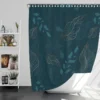 Leaves On Dark Turquoise Shower Curtain