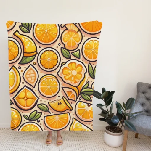 Lemon Fruit Design Fleece Blanket