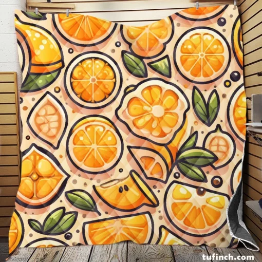 Lemon Fruit Design Quilt Blanket