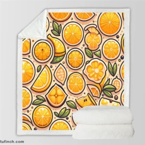 Lemon Fruit Design Sherpa Fleece Blanket