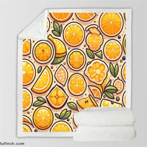 Lemon Fruit Design Sherpa Fleece Blanket