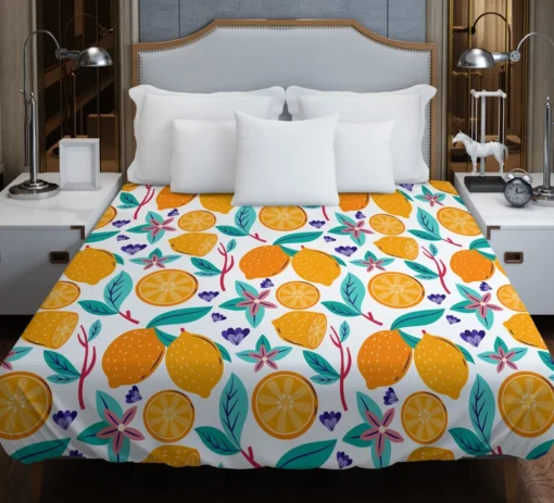 Lemon Painting Pattern Duvet Cover