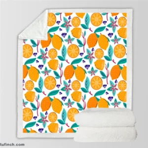 Lemon Painting Pattern Sherpa Fleece Blanket