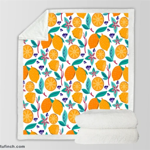 Lemon Painting Pattern Sherpa Fleece Blanket