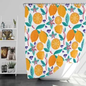 Lemon Painting Pattern Shower Curtain