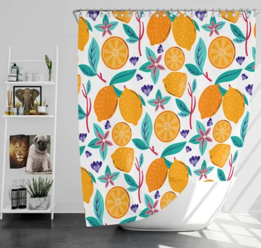 Lemon Painting Pattern Shower Curtain