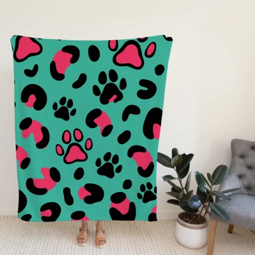 Leopard Print Paw Camouflage Fleece Blanket