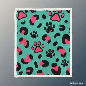 Leopard Print Paw Camouflage Sherpa Fleece Blanket 1