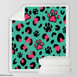 Leopard Print Paw Camouflage Sherpa Fleece Blanket