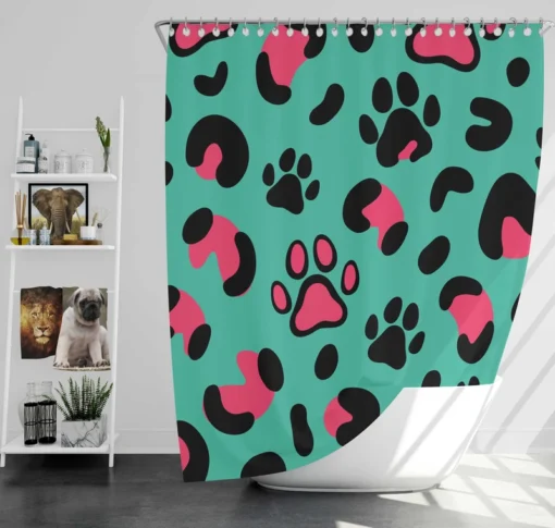 Leopard Print Paw Camouflage Shower Curtain