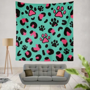 Leopard Print Paw Camouflage Wall Tapestry