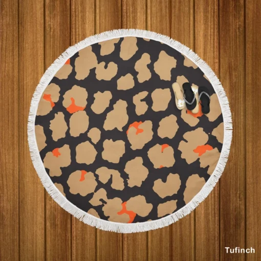 Leopard Skin Print Design Round Beach Towel