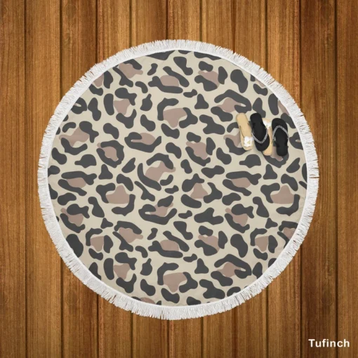 Leopard Skin Print Round Beach Towel