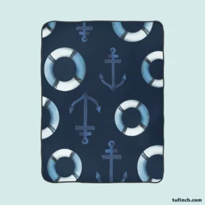 Lifebuoy Anchor On Green Vogue Fleece Blanket 1