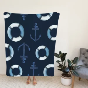 Lifebuoy Anchor On Green Vogue Fleece Blanket