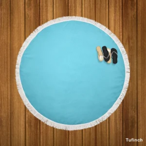 Light Azure Blue Color Round Beach Towel