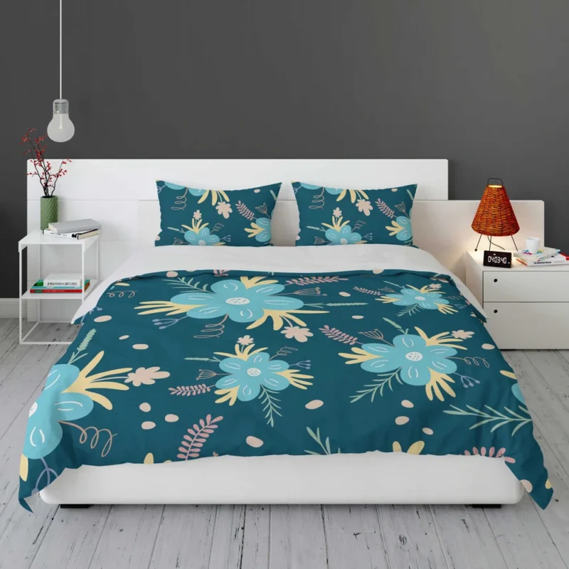 Light Blue Flowers Pattern Bedding Set 1