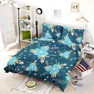 Light Blue Flowers Pattern Bedding Set