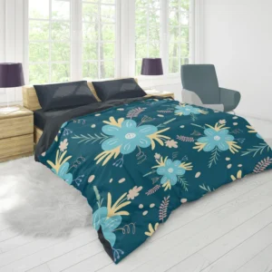 Light Blue Flowers Pattern Duvet Cover 1