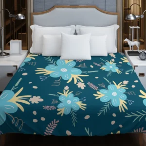 Light Blue Flowers Pattern Duvet Cover