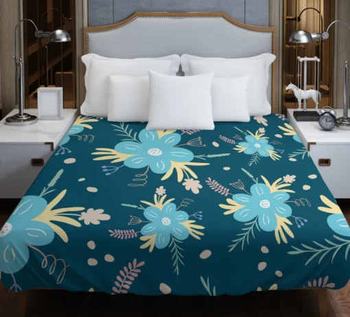 Light Blue Flowers Pattern Duvet Cover