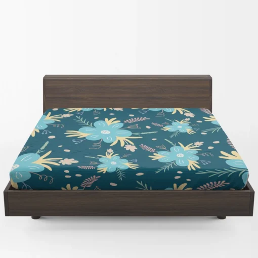 Light Blue Flowers Pattern Fitted Sheet 1