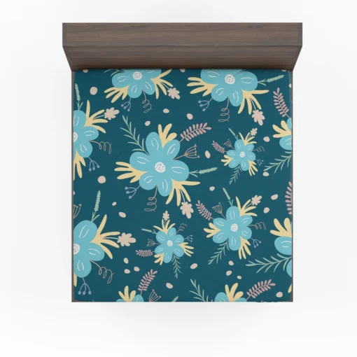 Light Blue Flowers Pattern Fitted Sheet