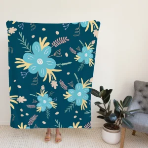 Light Blue Flowers Pattern Fleece Blanket