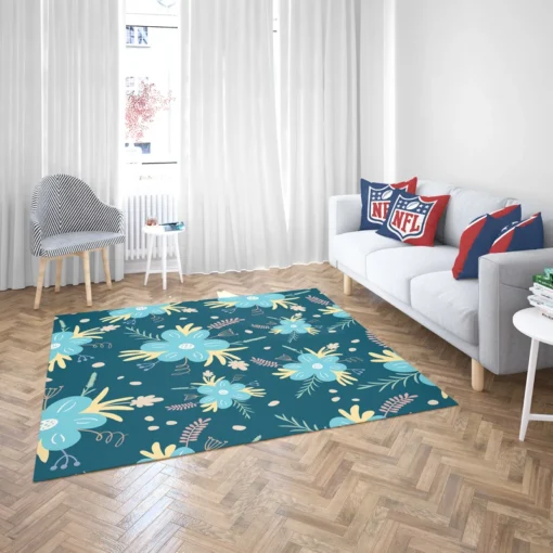 Light Blue Flowers Pattern Rug 2