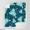 Light Blue Flowers Pattern Sherpa Fleece Blanket