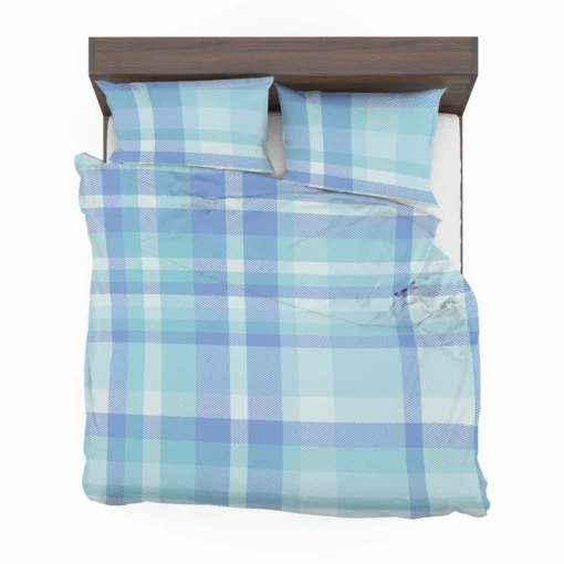 Light Blue Plaid Tartan Pattern Bedding Set 2