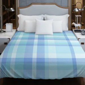 Light Blue Plaid Tartan Pattern Duvet Cover