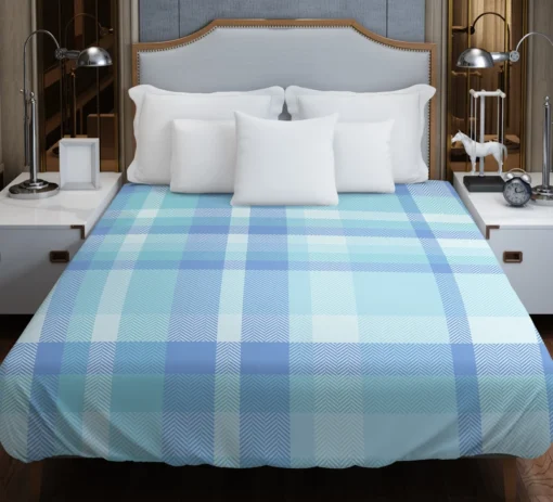 Light Blue Plaid Tartan Pattern Duvet Cover