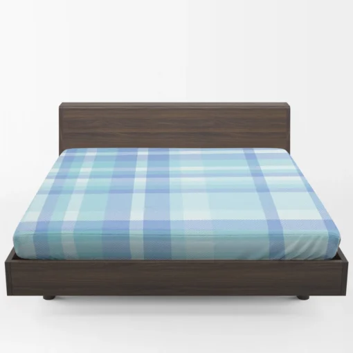 Light Blue Plaid Tartan Pattern Fitted Sheet 1